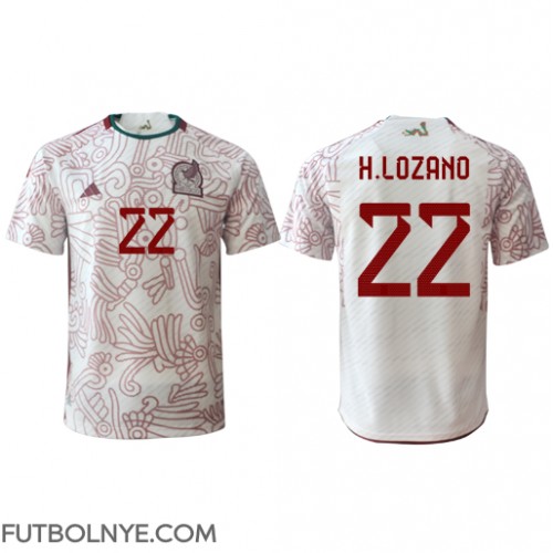 Camiseta México Hirving Lozano #22 Visitante Equipación Mundial 2022 manga corta